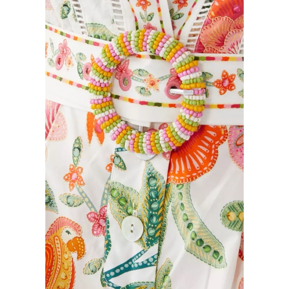 NWT FARM Rio Pink, Green & Orange Tropical Floral Belted Romper - Picture 5 of 15